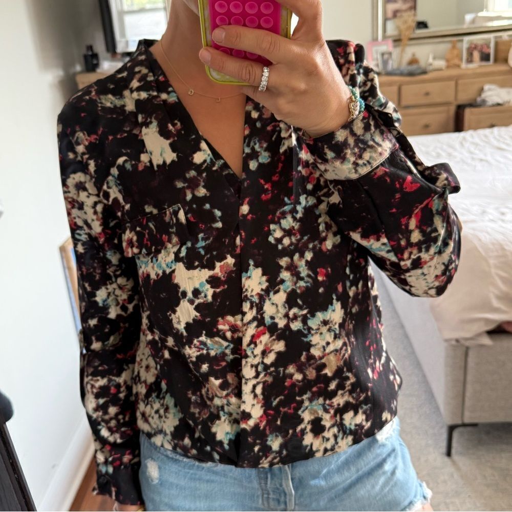 W18 by Walter Baker V Neck Long Sleeve Blouse